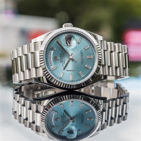 rolex day date baby blue dial|Rolex Day-Date ice blue.